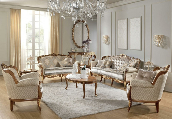Canapé Baroque Rococo Classique Trois Places 3 Places Canapé Tissu Canapés