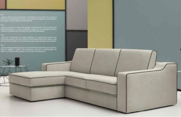 Conception Textile Moderne Canapé Luxe Canapé d'angle en forme de L Meubles Rembourrage Beige alfitalia