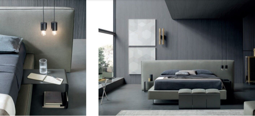 Tissu de velours d'ameublement de luxe Lit Designer Chambre à coucher Lits Textile Cuir Hôtel nouveau