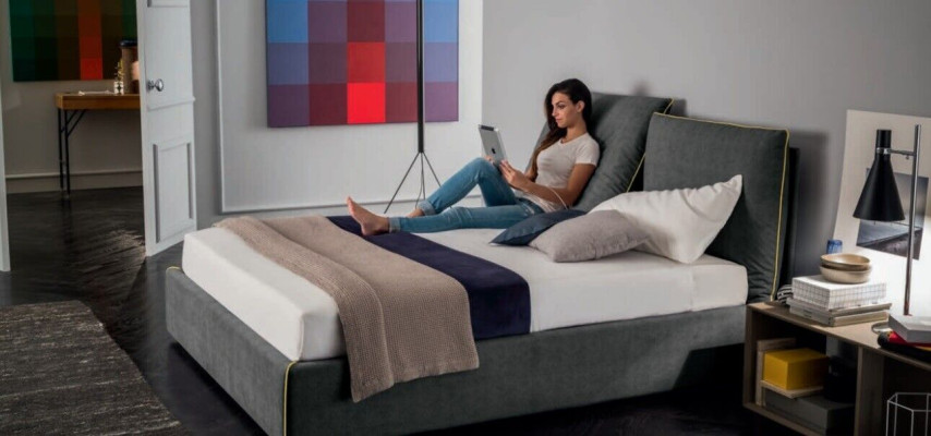 Tissu de siège rembourré de luxe Design de lit Chambre à coucher Lits 180x200 cm Hôtel textile