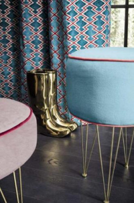 Tabouret 3x Tabouret Pouf Puff Siège Pouf Tissu Tissu Repose-pieds Ottomane Italie