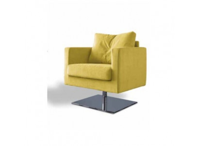 Fauteuil Chaise Rembourrage Télévision Textile Jaune Tissu de Luxe Design Salon Club Relax Nouveau