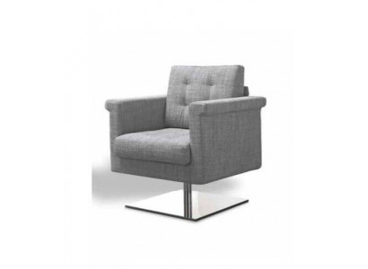 Canapé design Lounge en tissu gris Siège détente d'un fauteuil en tissu meuble en tissu gris.