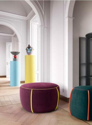 Design ovale Tabouret rembourré Ottomane Siège textile Pufa rembourré