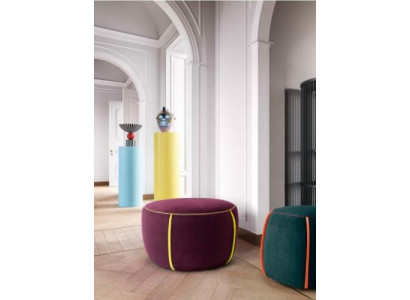 Design ovale Tabouret rembourré Ottomane Siège textile Pufa rembourré