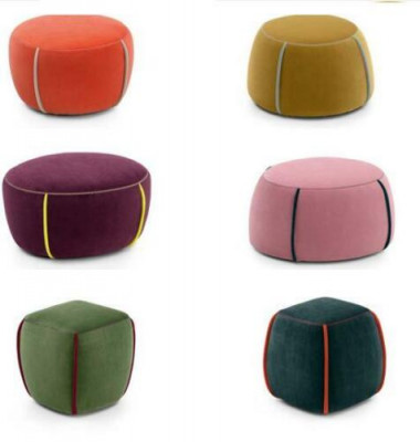 Design ovale Tabouret rembourré Ottomane Siège textile Pufa rembourré