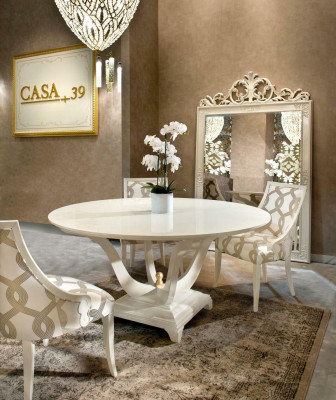 Table ronde + groupe de 6 chaises en bois Tables rondes ensemble Risch suite nouveau home24®