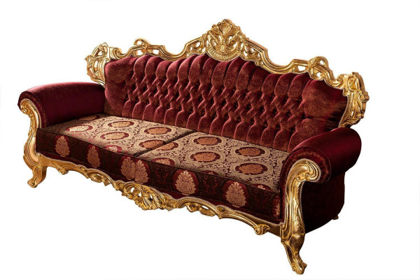 Canapé trois places de luxe en velours rouge baroque rembourré mobilier nouveau