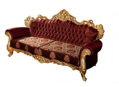 Canapé trois places de luxe en velours rouge baroque rembourré mobilier nouveau
