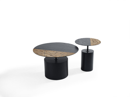 Table basse ronde en bois design noir pour salon