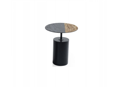Table basse ronde en bois design noir pour salon