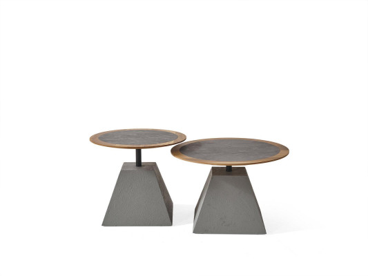 Table basse en bois rond côté design table argent meubles salon