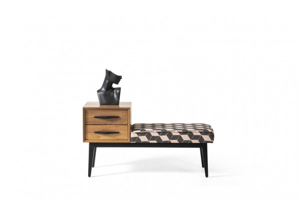 Siège Tabouret Rembourrage Tabouret Tabouret Textile Marron Bois Style Luxe Designer neuf