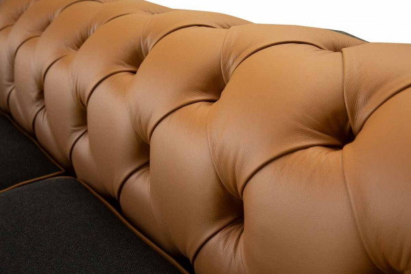 Élégant canapé de salon 4 places en tissu Chesterfield en cuir textile neuf