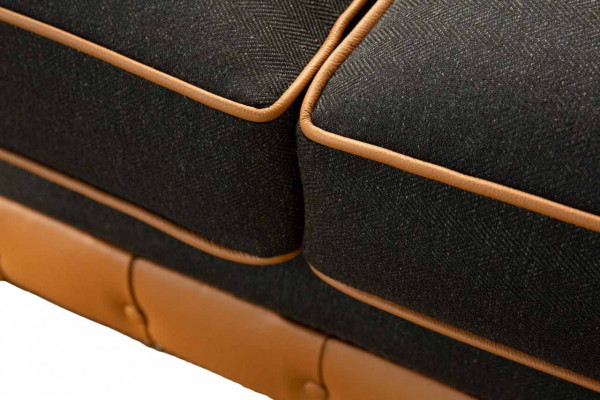 Élégant canapé de salon 4 places en tissu Chesterfield en cuir textile neuf