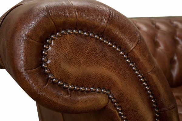 Canapé 4 places de luxe Chesterfield en cuir marron Design de style moderne
