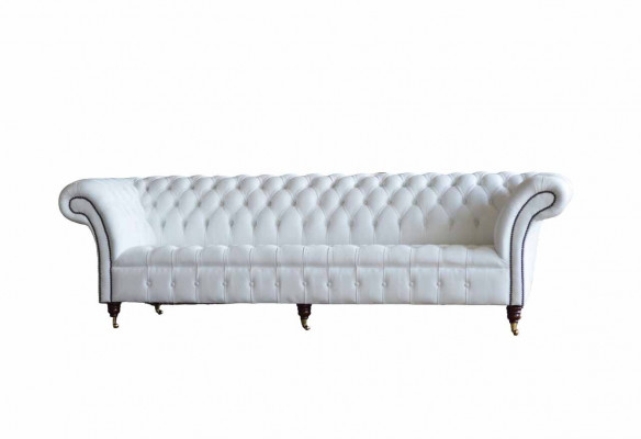 Canapé Chesterfield Design Luxe Blanc Textile Canapé 4 Places Tissu Quatre Places