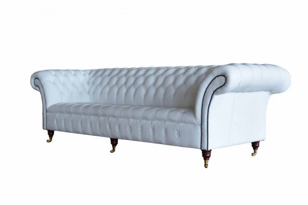 Canapé Chesterfield Design Luxe Blanc Textile Canapé 4 Places Tissu Quatre Places