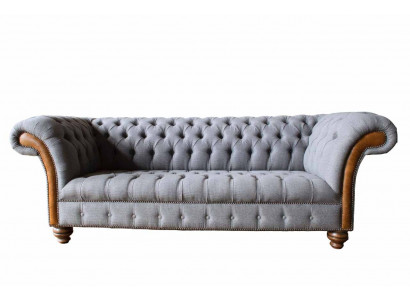 Canapé en tissu Chesterfield Canapé luxueux Tapisserie de canapé Siège Gris Textile