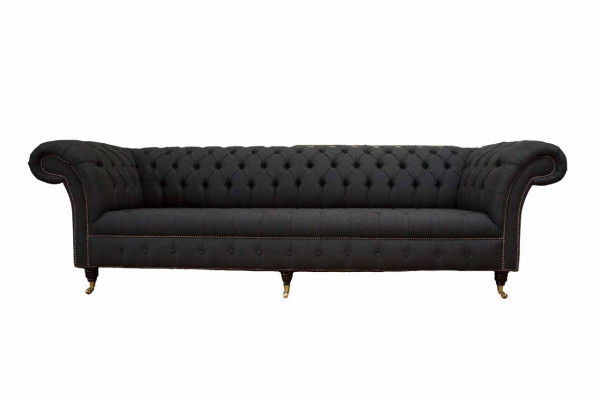 Canapé Chesterfield 4 places en tissu noir pour salon Design Canapé Rembourrage