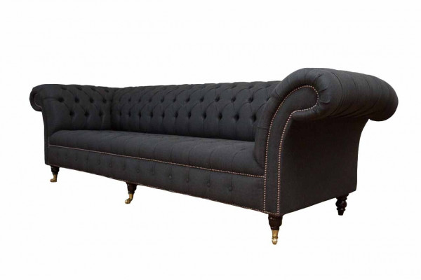 Canapé Chesterfield 4 places en tissu noir pour salon Design Canapé Rembourrage