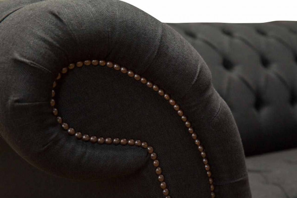 Canapé Chesterfield 4 places en tissu noir pour salon Design Canapé Rembourrage