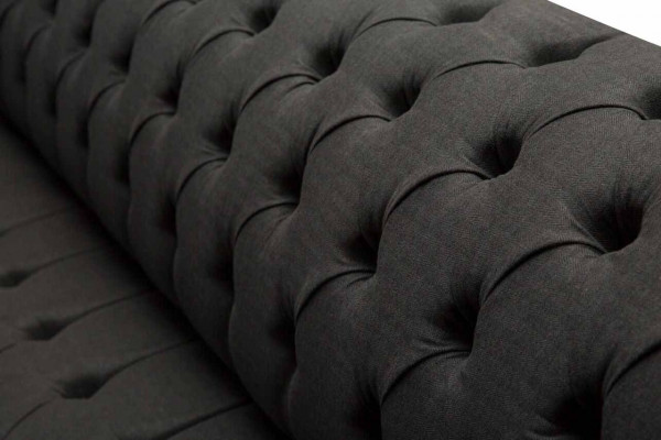 Canapé Chesterfield 4 places en tissu noir pour salon Design Canapé Rembourrage