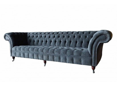 Canapé 4 places Canapés 4 places Design moderne en tissu gris Chesterfield
