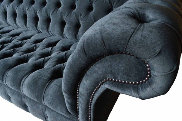 Canapé 4 places Canapés 4 places Design moderne en tissu gris Chesterfield