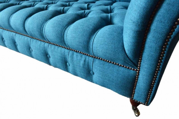 Canapés rembourrés Chesterfield Design Canapé textile Canapé 4 places Luxe Design Bleu