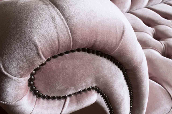 Canapé Chesterfield rose en tissu 4 places Canapé Sofa.revêtement de siège.