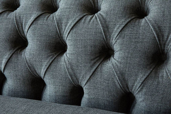 Conception Chesterfield Tissu Canapé 4 Places Gris Canapés neufs