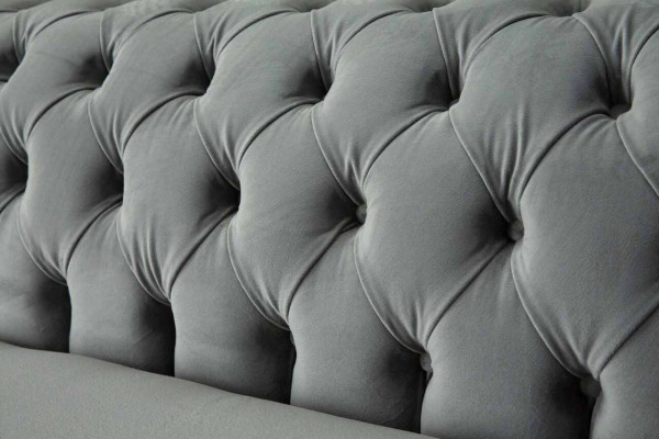 Canapé 4 places Chesterfield Canapé Rembourré Assise en tissu Gris Salon