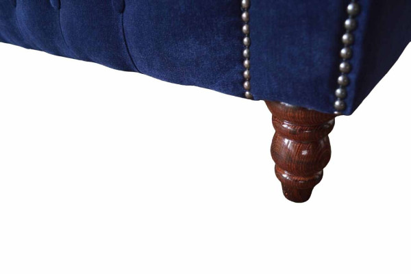 Chesterfield Design Canapé de luxe rembourré 3 places en textile bleu nouveau