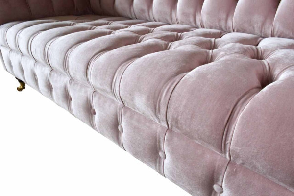 Canapé Chesterfield 3 places Canapé en tissu rose Salon Canapés rembourrés neufs