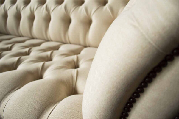 Canapé Chesterfield 3 places Designer Canapés roses Tissu Revêtement Textile