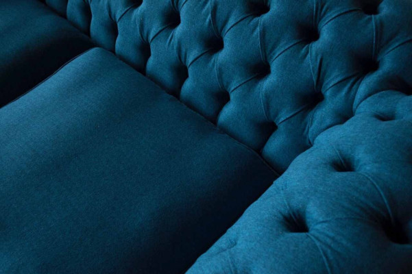 Canapé Chesterfield 3 places Tissu Canapés Tissu Salon Bleu