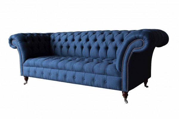 Canapé trois places Chesterfield de luxe Canapé 3 places Bleu Canapés neufs
