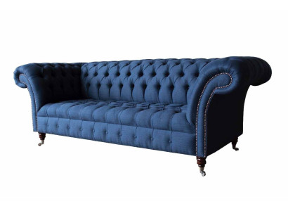 Canapé trois places Chesterfield de luxe Canapé 3 places Bleu Canapés neufs