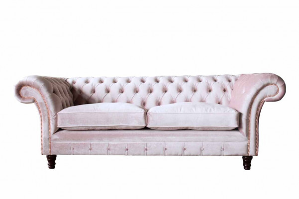 Canapé canapé 3 places Mobilier Design Chesterfield Siège Tissu Neuf