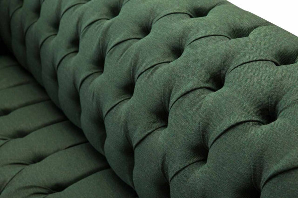 Canapé trois places en tissu, rembourrage vert, meubles canapés Chesterfield