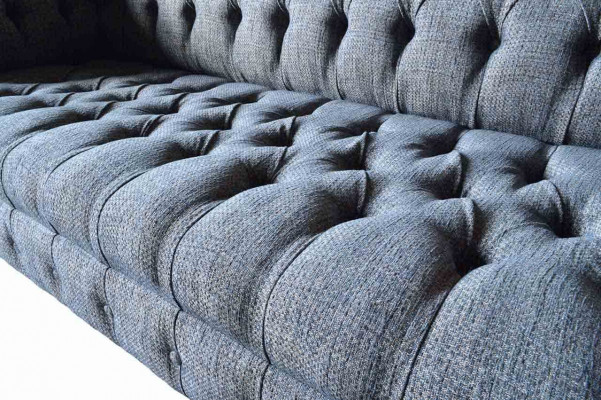 Trois places Canapé Tissu Design Sofa Chesterfield Gris Canapés Mobilier de Salle