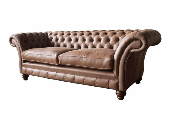Canapé Chesterfield Design Luxe Revêtement en Cuir Classique Canapé 3 Places