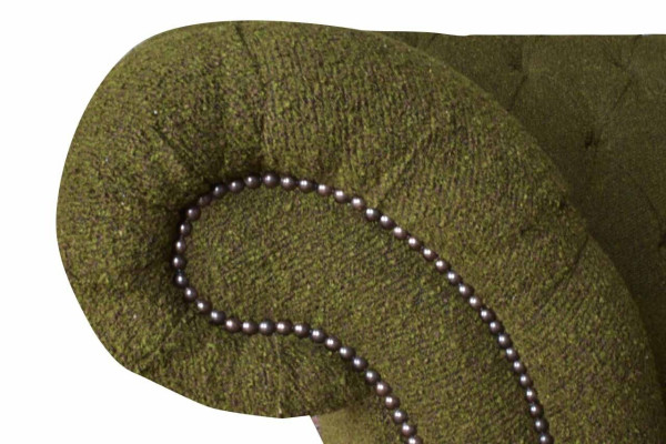 Canapé Chesterfield anglais 3 places en velours vert de 230 cm de longueur