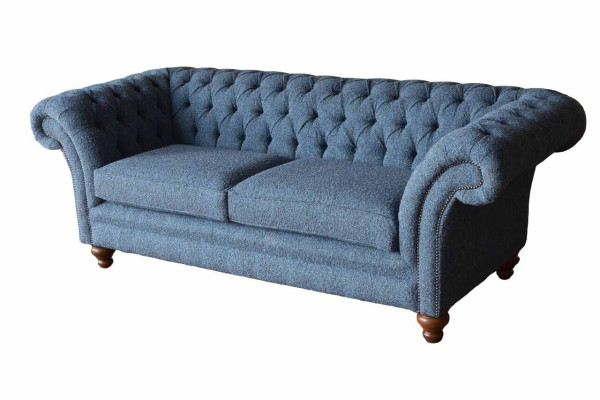 Canapé Chesterfield anglais pour bureau trois places en velours de 230 cm