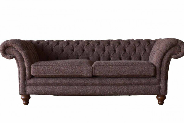 Grand canapé Chesterfield anglais de style classique R, 3 places, revêtement 230cm