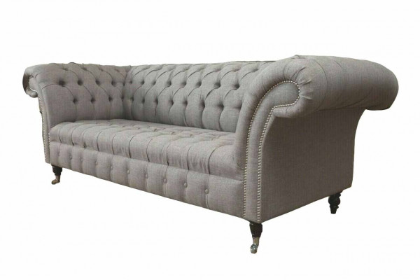 Chesterfield 3 places canapé rembourré Canapé Canapés Textile Style moderne gris