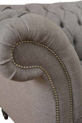 Chesterfield 3 places canapé rembourré Canapé Canapés Textile Style moderne gris