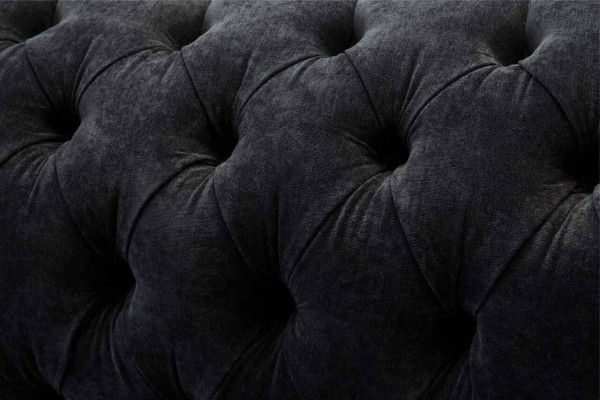 Canapé 3 places rembourré en noir, design de meuble de salon.
