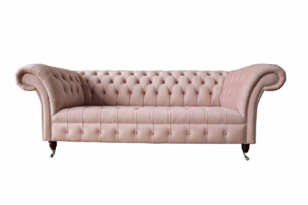 Chesterfield Canapés Design Rose 3 Places Revêtement Tissu Textile